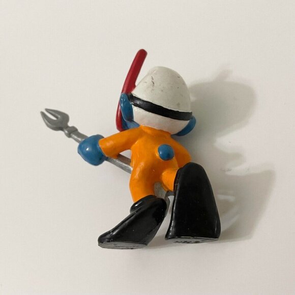 Vintage Smurfs Frogman Scuba Diver PVC Figure Peyo West Germany Bully - Picture 12 of 12